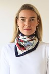 FLORAL SQUARE SCARF - navy multi